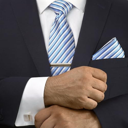 Premium Men’s Gift Tie Set Silky Necktie Pocket Squares Tie Clips Cufflinks For Men - color: Men's Style 4