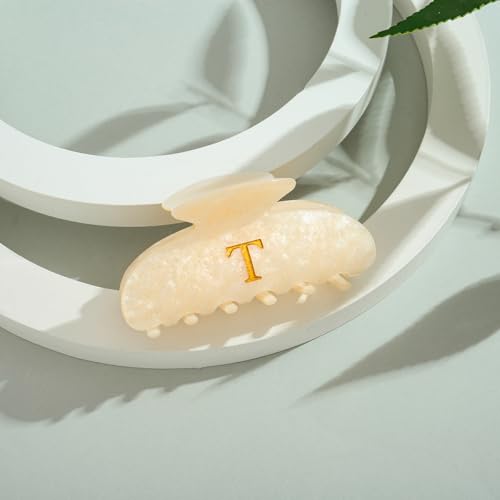 LILIE&WHITE Acrylic Letter Hair Clips For Women Stylish T Monogram | Alphabet Hair Clip Fashion Glitter Claw Clip Elegant And Durable Hair Accessory Large Hair Clips T - color: HC22539T