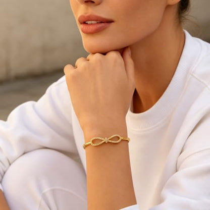 hotoo Gold Plated Bangle Bracelet for Women - style: Bow Knot