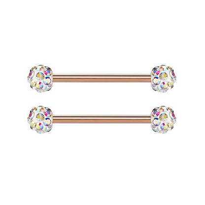 VCMART 12mm-18mm 14G Tongue Rings Nipple Straight Barbells Surgical Steel Body Piercing Jewelry - style: Style B -14pcs