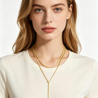 NEWITIN 6 Pieces Pendant Layered Necklaces for Women Gold Necklace Set | Hypoallergenic, Gold Plated, Cubic Zirconia, Cuban Link, Snake Chain, Stackable Chains Choker, Layering Necklace, Women Gifts - color: Gold Delicate