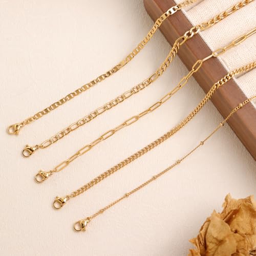 Dainty Gold Shell Pearl Ankle Bracelets for Women, Trendy Anklet Stack Charm Bracelet Adjustable Chain Summer Ocean Beach Accessories Fashion Jewelry Gift - color: PigNose Chain