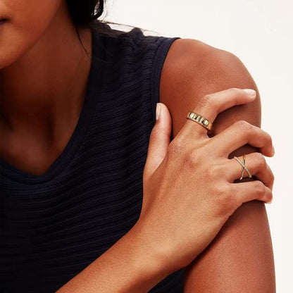 AllenCOCO Chunky Gold Plated Rings for Women - Trendy Cubic Zirconia 14k Gold Filled Stackable Rings - color: Gold pumpkin ring