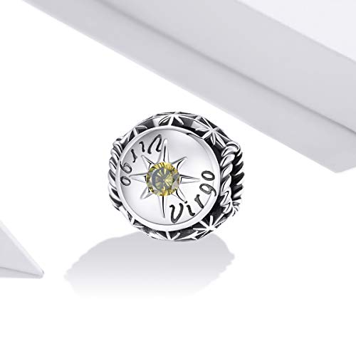 Zodiac Sign Charm fit Charms Bracelet 925 Sterling Silver Charm Birthday Charm 12 Constellations Charms For pandora Bracelets - color: Virgo