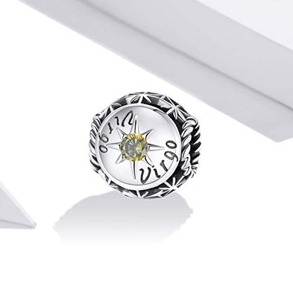 Zodiac Sign Charm fit Charms Bracelet 925 Sterling Silver Charm Birthday Charm 12 Constellations Charms For pandora Bracelets - color: Virgo