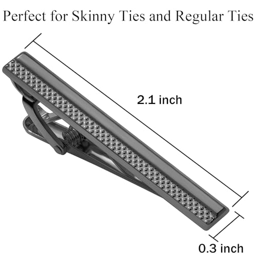 Tie Clip for Men, TAIGRAMA Tie Bar and Tie Pin Clip for Skinny Ties Gold Rose Gold Silver Black, Unique Mens Tie Clip Tie Clasp Suitable for Wedding Anniversary Business Professional and Best Gift - style: Style2-Black
