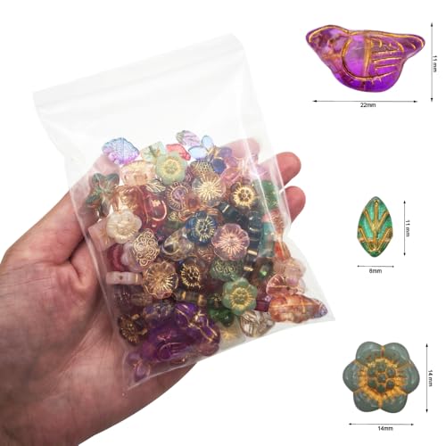 INSPIRELLE 100pcs Crystal Glass Beads Gold Tracing for Jewelry Bracelet Necklace Making Multi Shapes