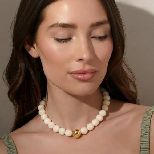 Chunky Beaded Necklace for Women, Colorful Trendy Statement Summer Jewelry Gift - color: necklace-5