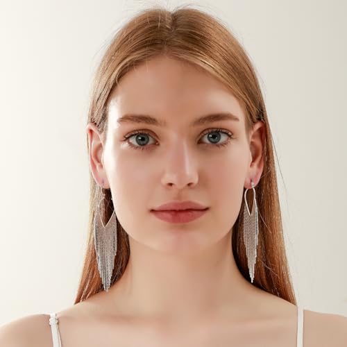Ritach Dangle Earrings for Women 14k Gold Formal Fringe Long Dangle Tassel Earrings Chandelier Jewelry for Party Prom - style: Long-S