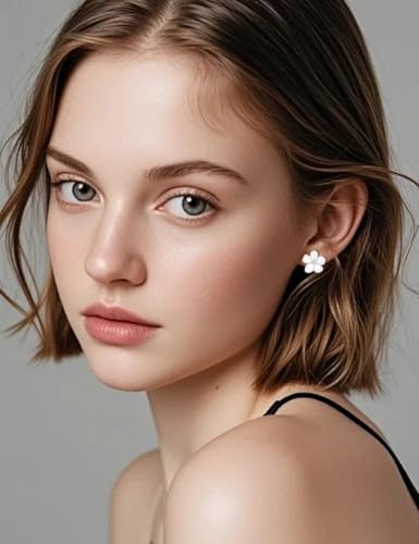 Tornito 10-15 Pairs Clip on Stud Earrings Non Pierced Teardrop Round Square CZ Pearl Twist Knot Flower Butterfly Heart Star Rainbow Cat Opal Clip on Earrings for Women - color: J:10 Pairs Silver Tone