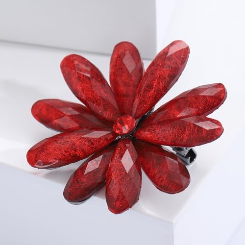 Acrylic Flower-Shape Brooch Pin for Women Statement Brooch - color: Red