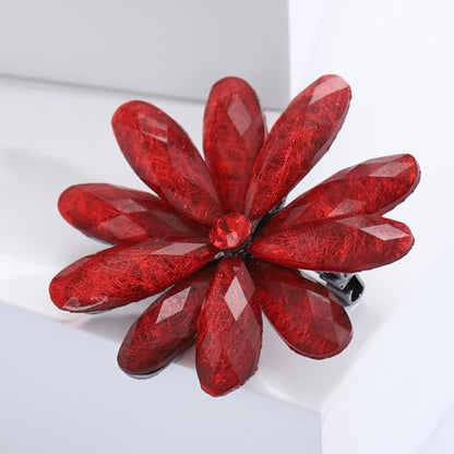 Acrylic Flower-Shape Brooch Pin for Women Statement Brooch - color: Red