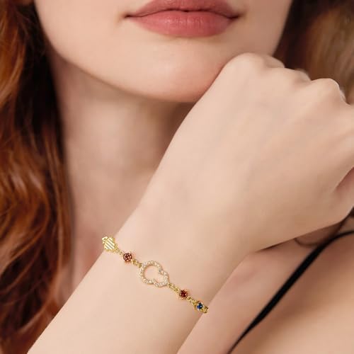 Cicy Bell Evil Eye Bracelets 18k Gold Plated Adjustable | Turquoise，Zirconia Link, Trendy Jewelry Gift for Women, 15.9" with 1.9'' Extender - color: C-Gold