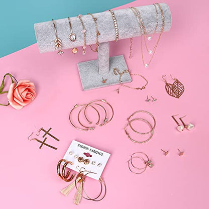 AROIC 38-52PCS Jewelry Set with Necklace Bracelet Layered Ball Dangle Hoop Stud Earrings for Women Jewelry Fashion and Valentine Birthday Party Gift