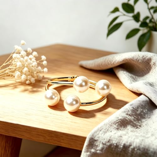 Exquisite and Stylish Gold Bracelet, Fashion Jewelry, Women's Gold Accessories – Ideal Gift for Mom, Wife or Girlfriend - style: Gold Tone Double-Layer Pearl Open Cuff Bracelet