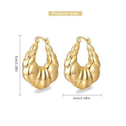 Women Hoop Earrings Lightweight 18K Gold Plated Chunky Hoops Earring Daily Jewelry - style: Hoops 7