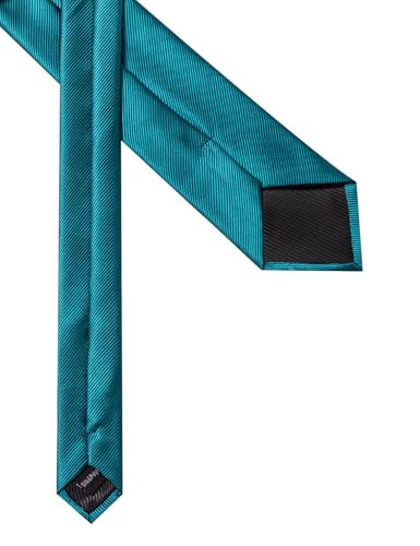 Solid Color Tie and Pocket Square with Tie Clip Lapel Pin Silk Formal Necktie Set Wedding Formal - color: Teal