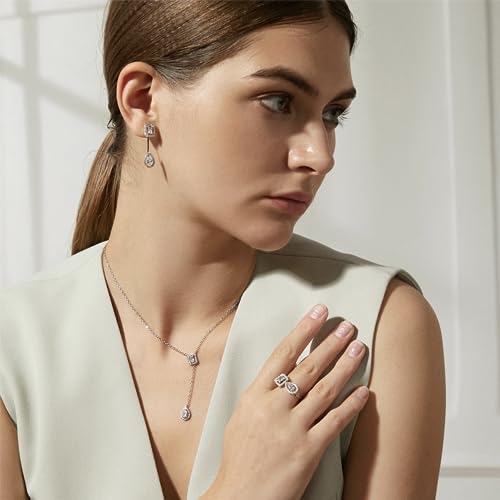 Gold Plated Geometric Style Sparkly Dainty Rectangle Teardrop Shaped AAAAA Australia Crystal with Cubic Zirconia Y Necklace Fashion Jewelry for Women & Teen Girls - color: Teardrop Y Necklace GD
