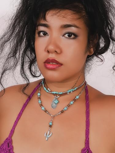 MINACHI Bohemian Retro Style Multi Layer Necklace, Green Crystal Sun and Floral Pendant, Ethnic Jewelry for Women - style: Necklace L13-023