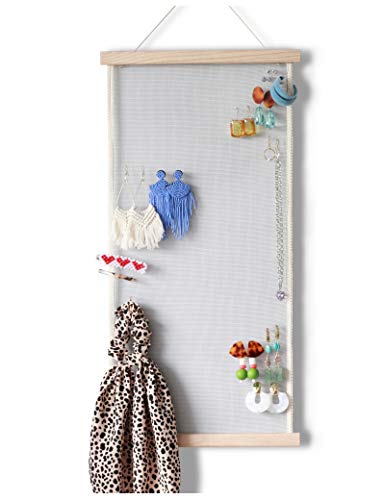 Heesch Earring Organizer Holder Display Wall Mount Hanging Jewelry Stud Earrings Necklaces Holder for Women Girls Hair Clips Hanger - color: Grey