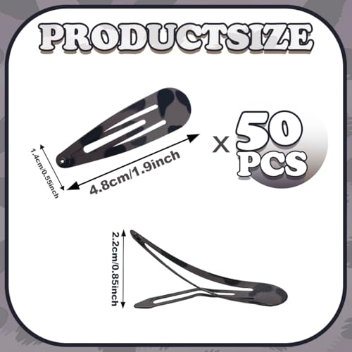 ELANE 50 Pcs Waterdrop Snap Hair Clips for Women Girl,Cute Hair Barrettes for Women Fine Thin Hair Accessories (Coffee) - color: Coffee