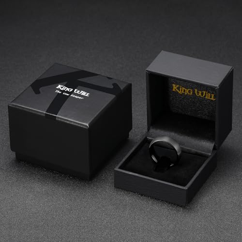 King Will Wedding Band for Men Women, 2/4/6/7/8mm Domed Matte Brushed Tungsten Carbide Rings, Solid/Dual Color Engagement Rings, Comfort Fit - color: Black-7mm