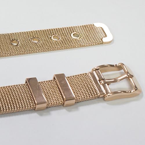 Stainless Steel Mesh Bracelet Wristband 8mm Wide Cuff Bangle Watch Band Style with Adjustable Buckle Mesh Link Chain for Slide Charms Jewelry Making 2 PCS - color: Rose Golden