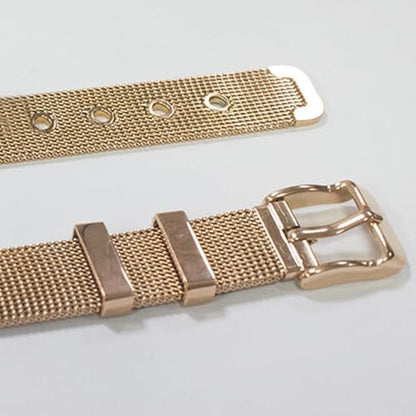 Stainless Steel Mesh Bracelet Wristband 8mm Wide Cuff Bangle Watch Band Style with Adjustable Buckle Mesh Link Chain for Slide Charms Jewelry Making 2 PCS - color: Rose Golden