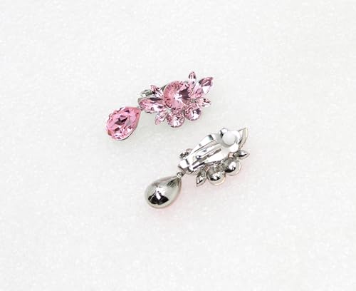 Faship Statement Dangling Floral Clip On Earrings For Women - color: Light Pink