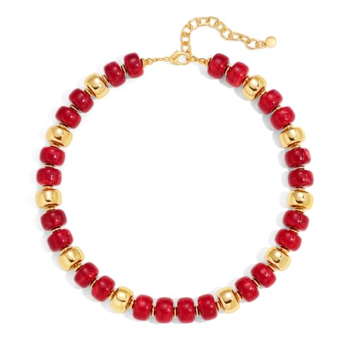 Resin Chunky Colorful Beaded Necklace | Adjustable Boho Statement Necklace,Summer Beach Party Jewelry - color: A-red