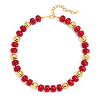 Resin Chunky Colorful Beaded Necklace | Adjustable Boho Statement Necklace,Summer Beach Party Jewelry - color: A-red