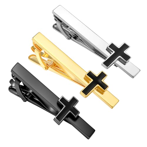 Tie Clips for Men Classic Tie Clip Set Necktie Tie Bar Clips jewelry Box Gift - color: 3pcs-tie clip