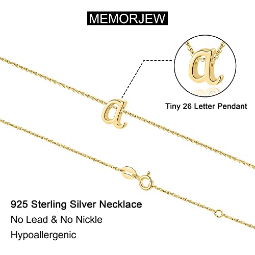 Memorjew 925 Sterling Silver Cursive Initial Necklace, Letter A-Z Necklace | 925 Sterling Silver Necklace, Dainty Letter Cursive Initial Necklaces for Women Trendy Jewelry, Birthday Gifts for Women Her - style: D-Gold