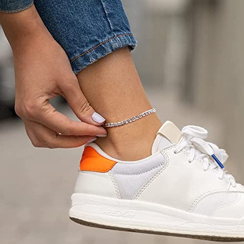 ChicSilver 925 Sterling Silver Ankle Bracelet for Women, Simple Cuban Link/Figaro/Twist Rope Chain Anklets for Beach Party(with Gift Box) - style: 11: Mariner Chain-4mm wide