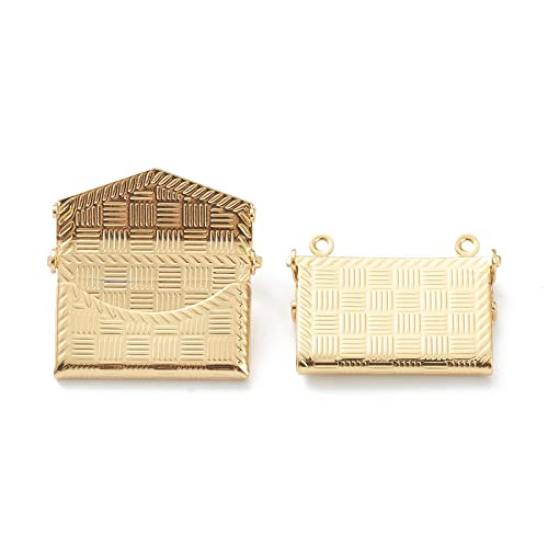Craftdady 18K Gold Plated Brass Photo Locket Frame Pendants Charms for Necklaces Personalized Jewelry Crafts Making - size: 17x22mm Handbag