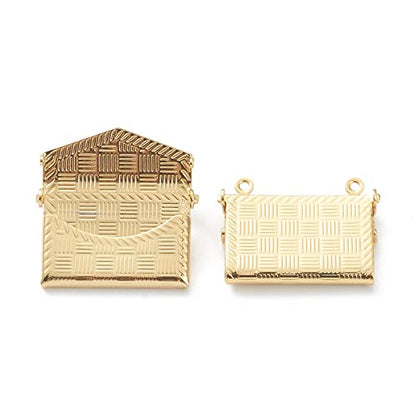 Craftdady 18K Gold Plated Brass Photo Locket Frame Pendants Charms for Necklaces Personalized Jewelry Crafts Making - size: 17x22mm Handbag