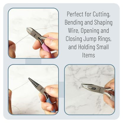 Mr. Pen- Pliers for Jewelry Making, 3 Pack, Chain Nose | Round Nose Pliers Set and Wire Cutter for Beading, Wire Wrapping, Jump Rings, Jewelry Repair, Crafting, DIY - color: Pastel