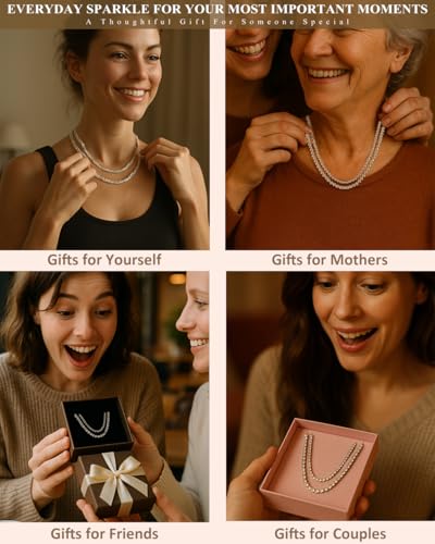 Double Layer Tennis Necklaces for Women - Dainty Gold and Silver CZ Tennis Necklace Simple Tennis Chain Sparkly CZ Choker Necklaces for Women Trendy Silver Jewelry - color: Silver, style: 14inch/2mm & 16inch/3mm