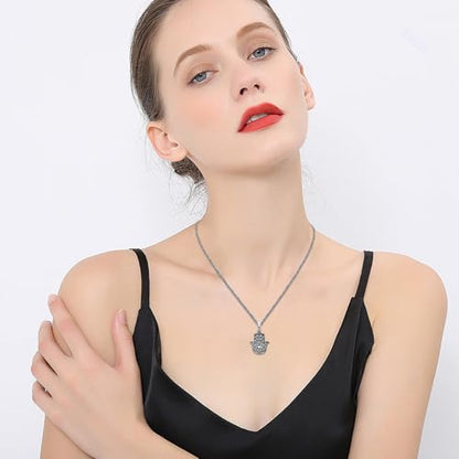 Hamsa Necklace 925 Sterling Silver Evil Eye/Lotus Flower/Star of David/Chai/Yin Yang Hamsa Hand Pendant Jewelry Hand of Fatima Gifts for Women - style: Chai-1