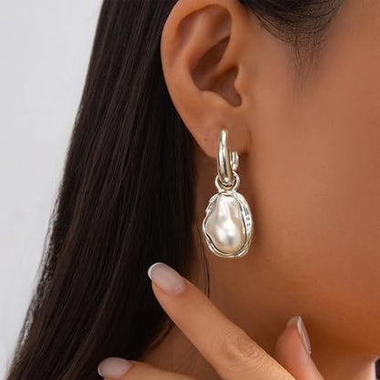 Baroque Pearl Earrings for Women Irregular Pearl Dangle Earrings Vintage Dangle Earring Bridal Wedding Jewelry - style: Style 3