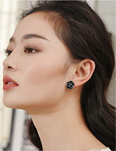 Clip On Earring For Women Pearl Non Pierced Clip Earrings - color: Rose Flower Silver