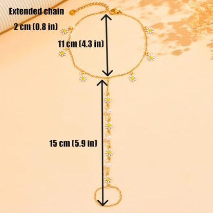 Gold Anklet for Women 18K Gold Plated Daisy Pearl CZ Foot Chain Star Flower Cross Ankle Bracelet Dainty Waterproof Beach foot jewelry for women sexy - color: Daisy Pearl Y Anklet-Gold