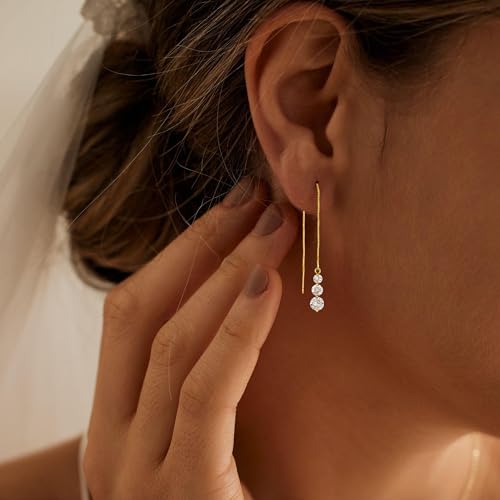 Pearl Earrings for Women Trendy, 14k Gold Plated Freshwater CZ Leaf Pearl Dangle Drop Gold Earrings Lightweight Hypoallergenic Stud Earring Bridesmaid Wedding Gold Jewelry for Women Gifts - style: style 5