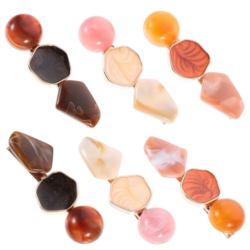 Abaodam 6pcs Geometric Acrylic Marble Hair Clips Set, ’ Snap Barrette Hairpin Accessories for Styling and Daily Wear