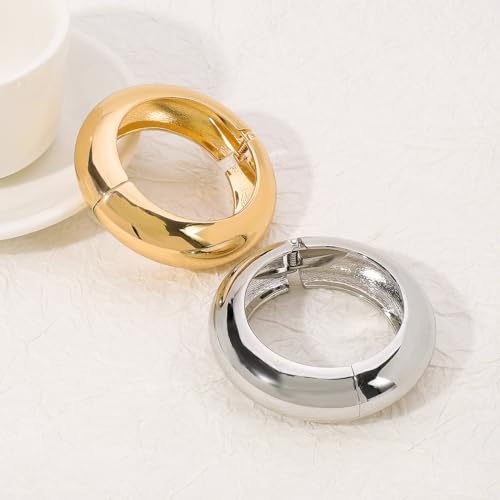 Gold Plated Cuff Bracelet Hammered Open Wrist Cuff Wide Chunky Bangle Statement Bracelets for Girls