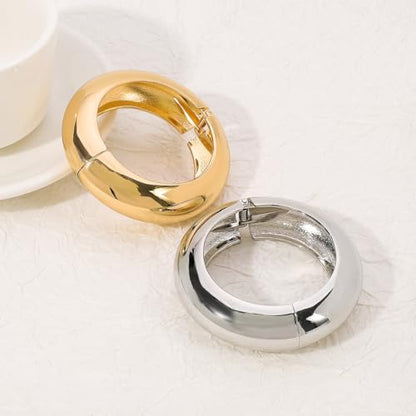 Gold Plated Cuff Bracelet Hammered Open Wrist Cuff Wide Chunky Bangle Statement Bracelets for Girls