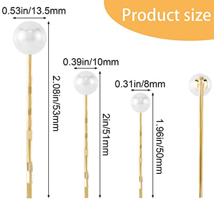 OIIKI 12PCS Pearls Hair Bobby Pins, Pearl Hair Clips, 3 Sizes, Gold | Pearl Barrettes, Decorative Wedding Bobby Pins, Bridal Hairstyles Accessories for Women, Girls, Daily Use, Parties
