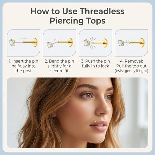 AceFun L Shape Nose Stud Flat Back 18G Threadless Gold Nose Stud for Women Men 316L Stainless Steel CZ Diamond Heart Ball Helix Tragus Piercing Jewelry Nostril Studs 9 Pieces Set - color: Nose Stud Flat Back-9 Pieces-Gold