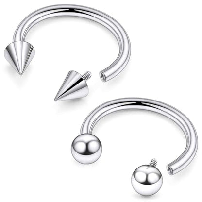 ASTM F136 Titanium 20/18/16/14/12/8/6/4/2g Internally Threaded Horseshoe Nose Septum Ring Gauge Earrings Lip Rings Prince Albert Jewelry Hoop Piercings for Women Men - size: 14g*14mm