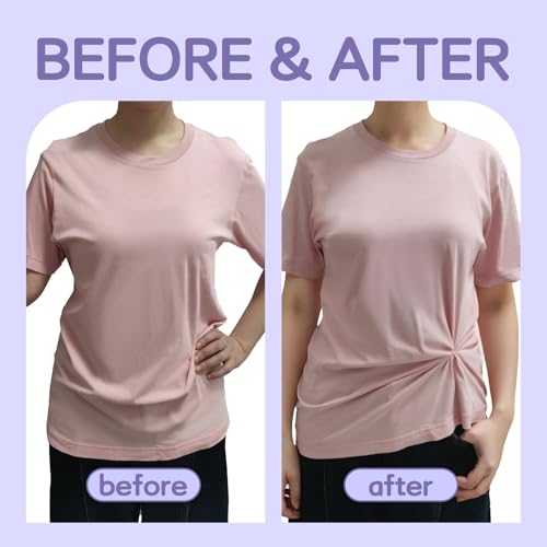 Clothing Cinch Clips - Invisible Clothing Accessory for Cinch Shirts, Dresses, Skirts and Scarves, Changing The Shape and Style of Your Clothes, Set Includes 12 Rings (4 Sizes) + 50 Rubber Bands